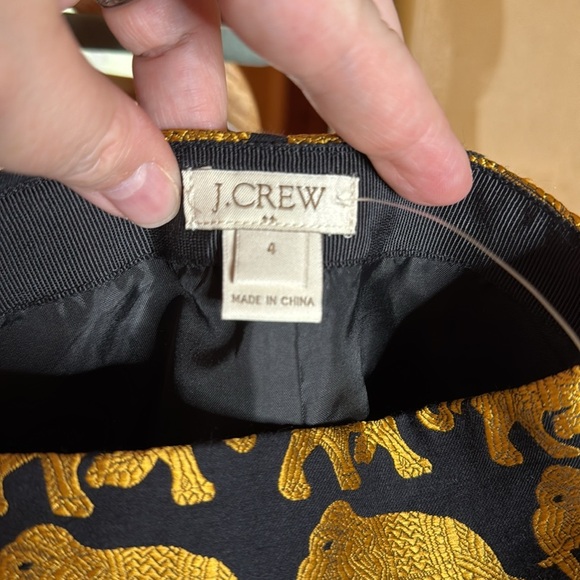 J Crew Animal Jacquard Mini Skirt Black and Gold Elephant Print Size 4 - Picture 2 of 7